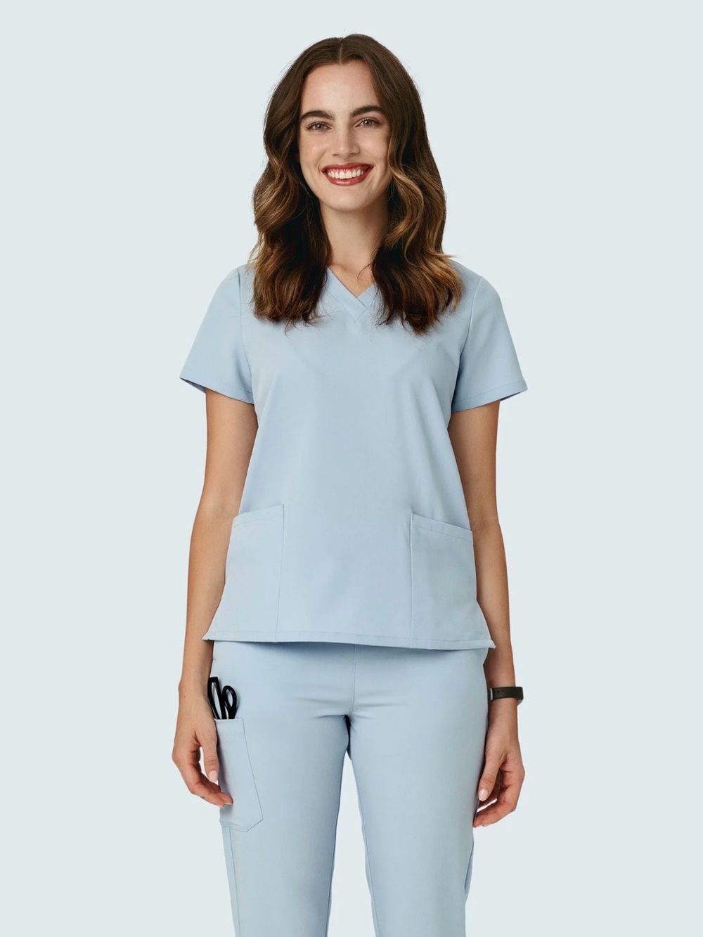 Mandala Powder Blue Scrub Set | Women’s Small | Jogger Pants + V-Neck Top